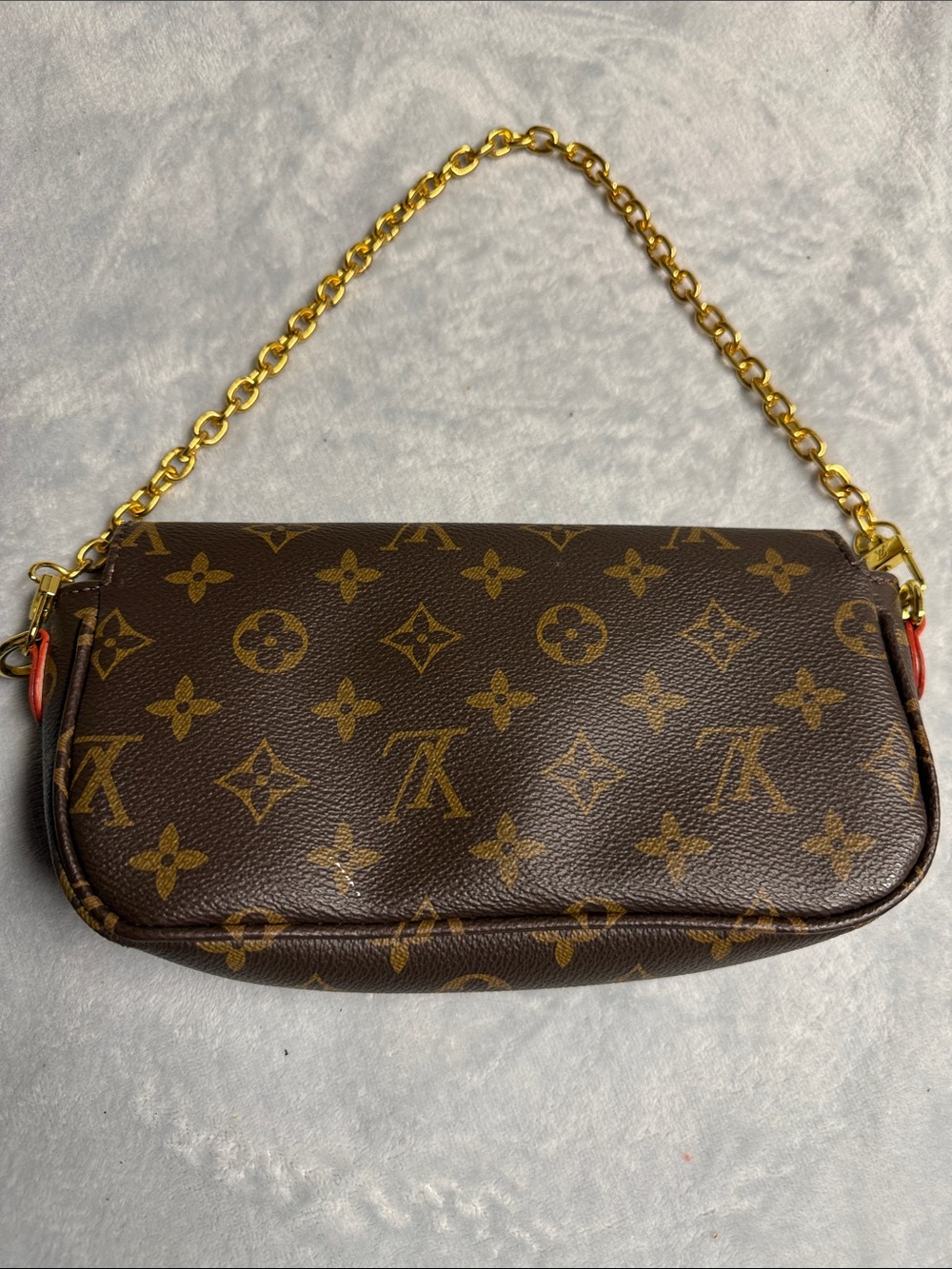 Louis Vuitton Monogram Mini Pochette Tan Strap and Gold Chain - Picture 3 of 3